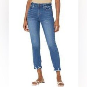 William Rast Distressed High-Rise Raw Hem Straight Crop Jeans